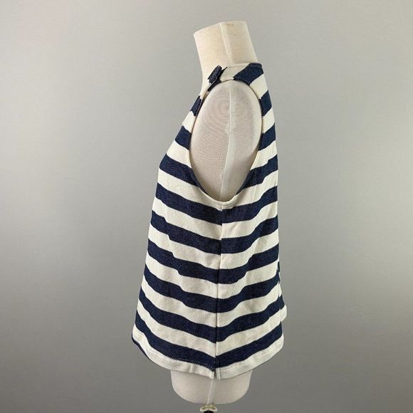 ANTHROPOLOGIE Striped Blue & Beige Sleeveless - Picture 4 of 9
